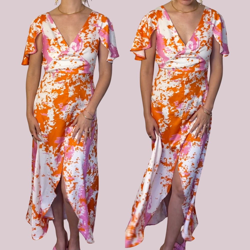 Laagam Sienna Dress Orange & Pink Speckled, S/M View 3